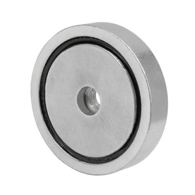 Magnet, låg neodymium otmagnet Ø50x10 mm med M8 gänga